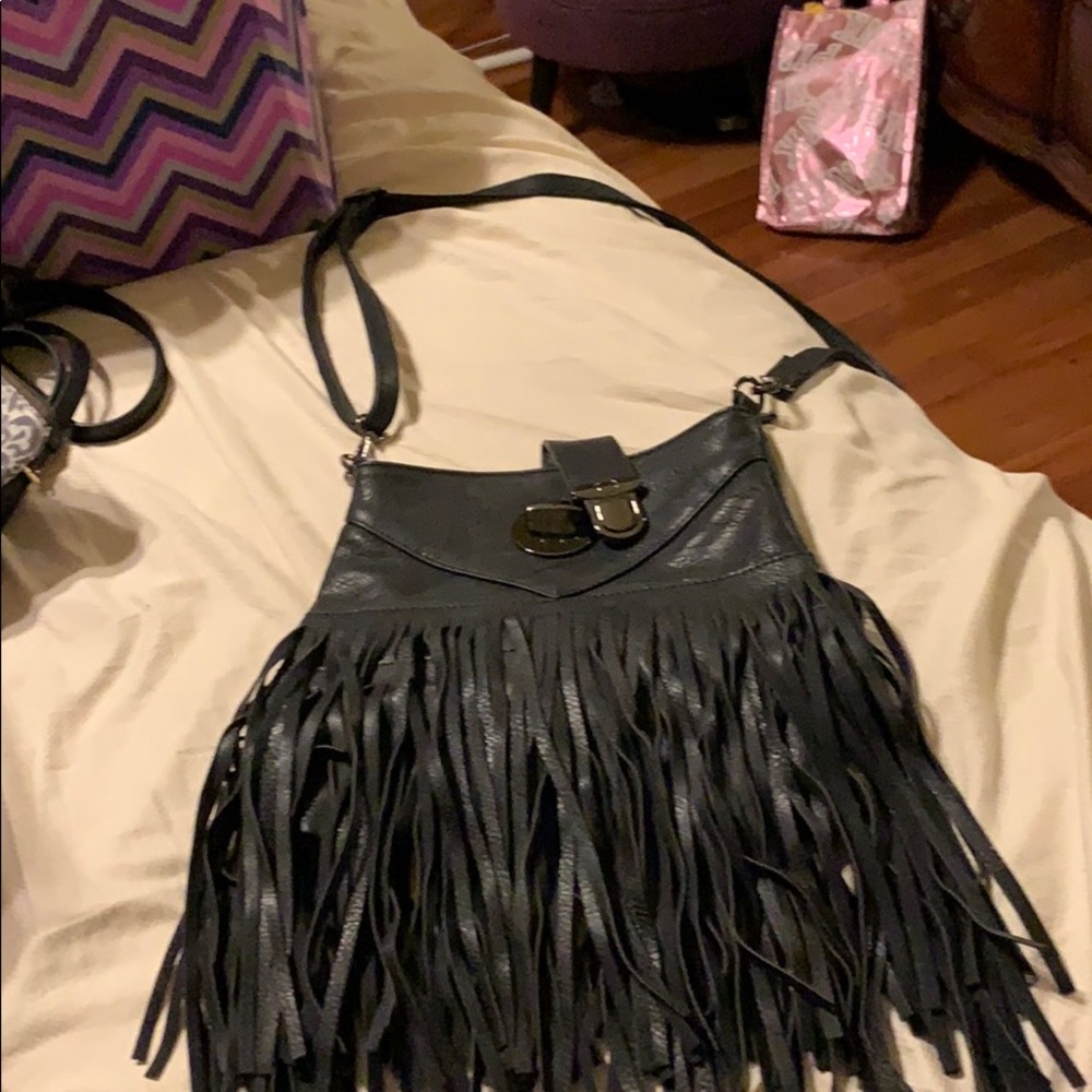 Boutique black fringe purse